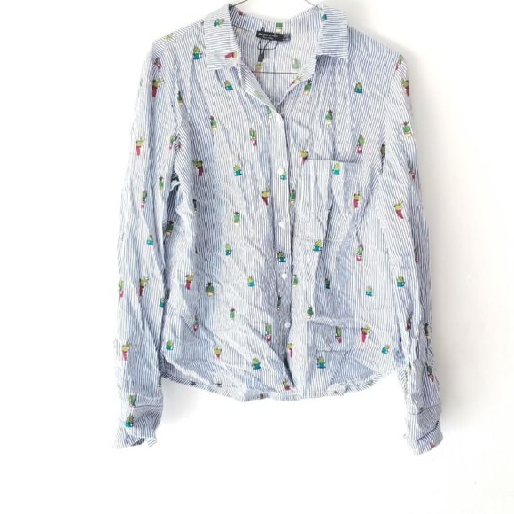 BERSHKA SEK GIRL BUTTOM DOWN STRIPS SHIR - Picture 1 of 3